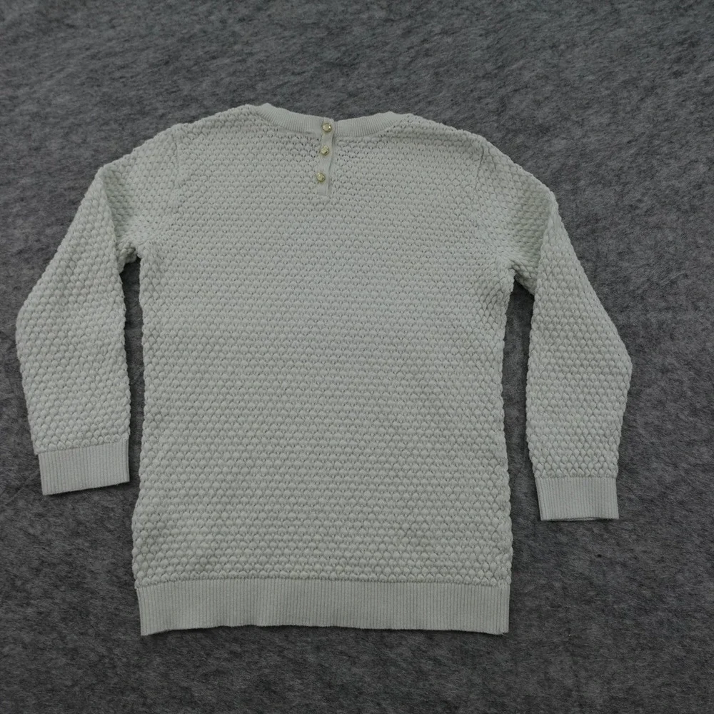 Ted Baker Top Womens 1 US 4 White Textured Crew Neck Long Sleeve Waffle Knit - Picture 6 of 11